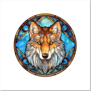 Stained Glass Wolf #4 Posters and Art